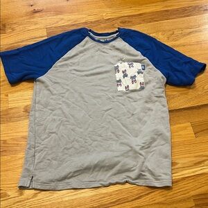 Psycho Bunny Gray and Blue Raglan T-Shirt with Pocket